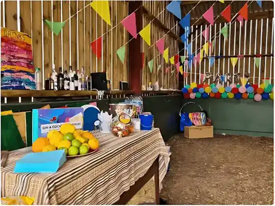 Bell Tents with Fairy Lights at Dusk - Family Celebration at Fairmead Farm